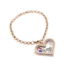 Hot new arrival rose gold stainless steel pearl shape chain charm bracelet